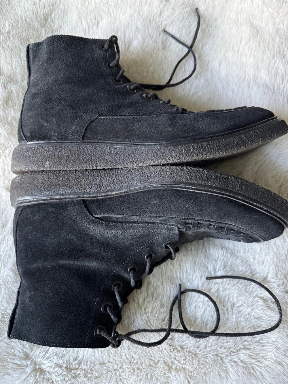 AllSaints Black Suede Chukka Boots with Moc Toe Stitching